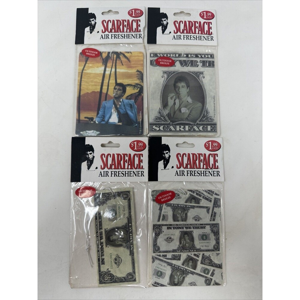 Scarface Al Pacino Air Freshener Universal Studios Outdoor Breeze RARE SET OF 4